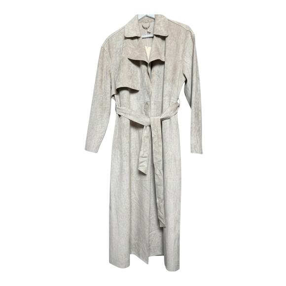 Free People Blank NYC Ice Chai Vegan Suede Trench Coat Size Medium $140 - Picture 4 of 10
